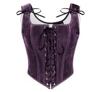 SCARLET DARKNESS Ren Faire Corset for Women Blouse Dress Medival Retro Country Corset Vest Purple 12