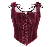 SCARLET DARKNESS Ren Faire Corset for Women Blouse Dress Medival Retro Country Corset Vest Wine 12