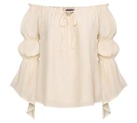 SCARLET DARKNESS Ren Faire Pirate Shirts for Women Elegant Meidval Ruffle Country Peasant Tops Apricot S