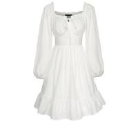 Scarlet Darkness Renaissance Corset Dress Long Lantern Sleeve Off The Shoulder Mini Dress, White, M
