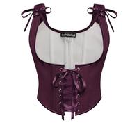 SCARLET DARKNESS Renaissance Corset Top for Women Underbust Bustier Shapewear Lace-up Pirate Bustier Tops Purple Red 14
