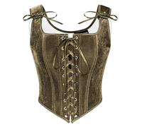 Scarlet Darkness Renaissance Corset Tops for Women Vintage Lace Up Overbust Velvet Bustier Bodice, Golden Coffee, 10
