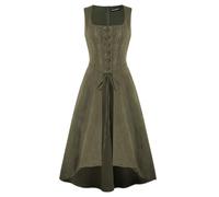 Scarlet Darkness Renaissance Costume Women Renaissance Medieval Pirate Witch Dress with Pockets Olive Green L