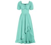 Scarlet Darkness Renaissance Dress Women Cottagecore Corset Dress Ruffle Maxi Dress with Pockets, Lake Blue, XXL