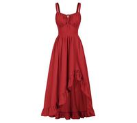 Scarlet Darkness Renaissance Dress Women Summer Sleeveless Corset Sundress with Pockets, Red, S