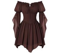 SCARLET DARKNESS Renaissance Off-shoulder Flowy Chiffon Mini Corset Dress