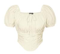 Scarlet Darkness Renaissance Shirt Women Off The Shoulder Corset Tops Peasant Blouse, Ivory, L