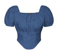 Scarlet Darkness Renaissance Shirt Women Off The Shoulder Corset Tops Peasant Blouse, Navy, XL