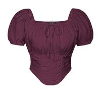 Scarlet Darkness Renaissance Shirt Women Off The Shoulder Corset Tops Peasant Blouse, Red Plum, S