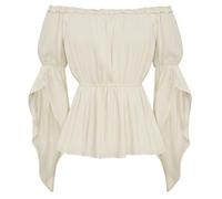 Scarlet Darkness Renaissance Shirt Women Peasant Blouse Pirate Steampunk Shirt, Light Apricot, S