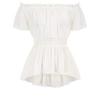 Scarlet Darkness Renaissance Shirt Women Peasant Blouse Pirate Steampunk Shirt, White, XL