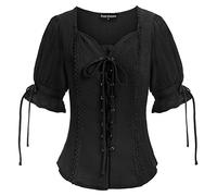 Scarlet Darkness Renaissance Shirts for Women Summer Plus Size Lace-up Tops