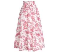 Scarlet Darkness Renaissance Skirt Maxi Long Skirts for Women High Waist A Line Skirt, Red Floral, S