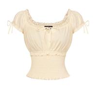 Scarlet Darkness Renaissance Women's Square Neck Short Sleeve Smocked Peasant Blouse