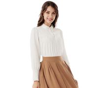 Scarlet Darkness Victorian Blouse for Women Baggy Cotton Long Sleeve Renaissance Shirt, White, S