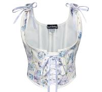 SCARLET DARKNESS Vintage Corset Top for Women Bustier Vest Lace-up Pirate Underbust Crop Tops Blue Violet Floral 14