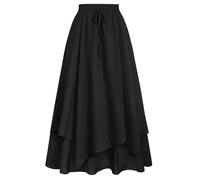 SCARLET DARKNESS Wome’s Skirts Elastic Drawstring Waist Casual Boho Skirt for Beach Party 2026 Black S