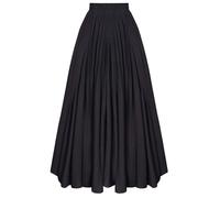Scarlet Darkness Women Casual Maxi Skirt Flowy Bohemian Renaissance Long Skirts, Black, L