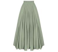 Scarlet Darkness Women Casual Maxi Skirt Flowy Bohemian Renaissance Long Skirts, Mint Green, L