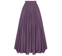 Scarlet Darkness Women Casual Maxi Skirt Flowy Bohemian Renaissance Long Skirts, Purple, L