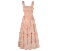 SCARLET DARKNESS Women Cottagecore Dresses Spaghetti Smocked Square Neck Midi A-Line Summer Dress Gray Orange XXL