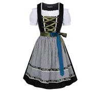 SCARLET DARKNESS Women Dirndl Oktoberfest 3 Pieces Plaid Outfit Halloween Midi Dress, Blouse, Apron Black White Plaid XXL