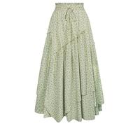 SCARLET DARKNESS Women Floral Print Boho Skirt Elastic High Waist Long Maxi Skirts with Pockets, Yellow Floral, M