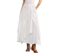 SCARLET DARKNESS Women Long Skirts Renaissance Costume Pirate Maxi Skirt Plus Size with Pockets White XL