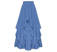 SCARLET DARKNESS Women Maxi Skirt Chiffon Elastic Waist A-Line Sommer Cottagecore Swing Long Skirt Sky Blue S