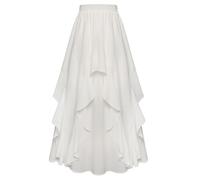 SCARLET DARKNESS Women Maxi Skirt Chiffon Elastic Waist A-Line Sommer Cottagecore Swing Long Skirt White XL