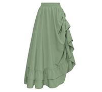 SCARLET DARKNESS Women Medieval Long Skirt Elastic Wasit A-Line Maxi Skirt Cottagecore Pirate Costume Skirts Plus Size Pale Green XXL