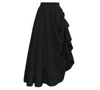 SCARLET DARKNESS Women Medieval Long Skirt Elastic Wasit A-Line Maxi Skirt Gothic Seatmpunk Costume Skirts Plus Size Black XXL