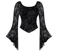 SCARLET DARKNESS Women Medieval Shirts Wrap Top Long Sleeve Gothic Clothes