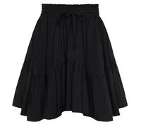 SCARLET DARKNESS Women Mini Skirt Renaissance Boho High Waist Ruffle Flowy Skirts with Pockets Black M