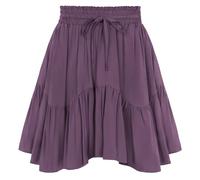 SCARLET DARKNESS Women Mini Skirt Renaissance Boho High Waist Ruffle Flowy Skirts with Pockets Purple S