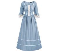 SCARLET DARKNESS Women Pioneer Colonial Costume Prairie Civil War Dresses, Blue, S