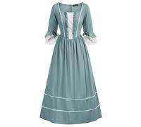 SCARLET DARKNESS Women Pioneer Colonial Costume Prairie Civil War Dresses, Denim Blue, S