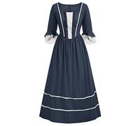 SCARLET DARKNESS Women Pioneer Colonial Costume Prairie Civil War Dresses, Navy, X-Large