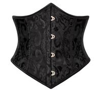 SCARLET DARKNESS Women Renaissance Corset Belt Cottagecore Solid Color Cincher Corset Black Jacquard 8