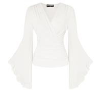 SCARLET DARKNESS Women Renaissance Corset Blouse Retro Long Sleeve Solid Color Country Blouse Beige L