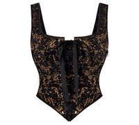 SCARLET DARKNESS Women Renaissance Corset Top Overbust Vest Black Gold 8