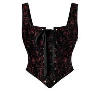 SCARLET DARKNESS Women Renaissance Corset Top Overbust Vest Black Red 10