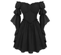 SCARLET DARKNESS Women Renaissance Dress Off Shoulder Corset Dress Black