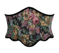 SCARLET DARKNESS Women Renaissance Floral Print Corset Belt Back Lace-up Vintage Medieval Wide Belts