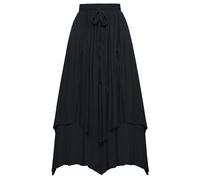 SCARLET DARKNESS Women Renaissance Skirt High Waist Irregular Hem with Pockets Cosplay Long Skirts Black Skirt XXL