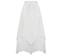 SCARLET DARKNESS Women Renaissance Skirt High Waist Irregular Hem with Pockets Cosplay Long Skirts White Skirt XXL