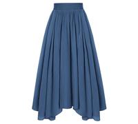 SCARLET DARKNESS Women Renaissance Skirt Irregular Hem High Waist Cottagecore Casual Skirt Dark Blueack S