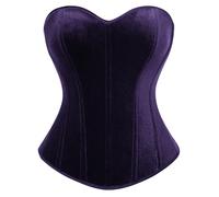 SCARLET DARKNESS Women Steampunk Viking Corset Vest Halloween Carnival Milkmaid Costume Dark Purple 16