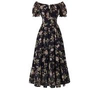 SCARLET DARKNESS Women Summer Boho Floral Maxi Cottagecore Dress