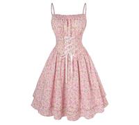 SCARLET DARKNESS Women Summer Dress Casual A-Line Sleeveless Sundress Spaghetti Strap Wedding Mini Floral Dress Colorful L